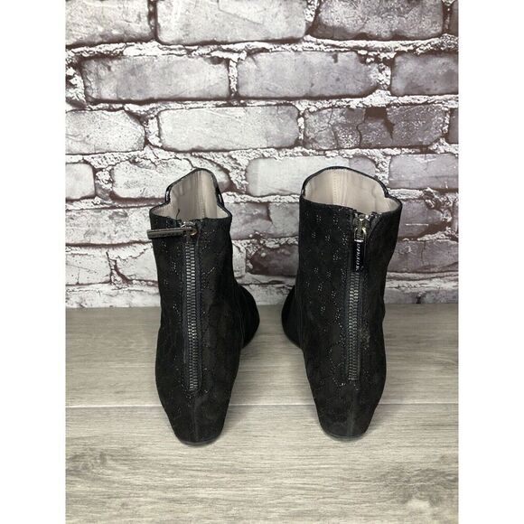 Aquatalia Black Suede Leather Wedge Back Zipper Booties Women’s Sz 8M US/38.5EU - Picture 4 of 16